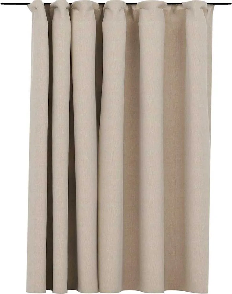 vidaXL Draperie opacă, aspect de in, bej, 290 x 245 cm, cu cârlige