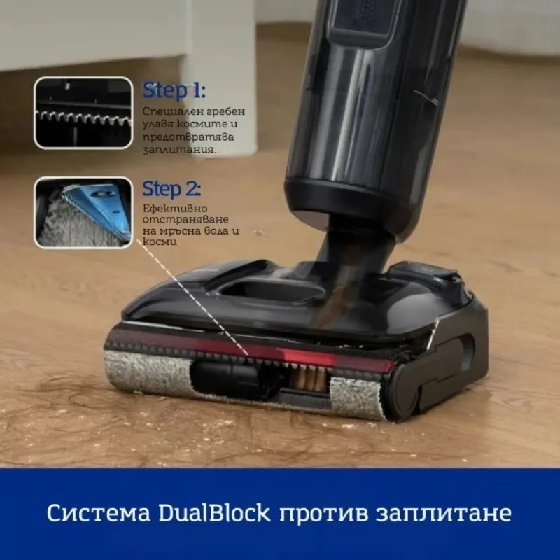 Aspirator vertical Tineco Floor One S7 Stretch Ultra, 230W, 21 kPa, Curatare umeda, Autonomie 50 min, 3 moduri, Sistem de auto-curățare FlashDry, LED display, Negru