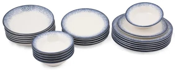 Set de veselă 24 buc alb/albastru/porțelan