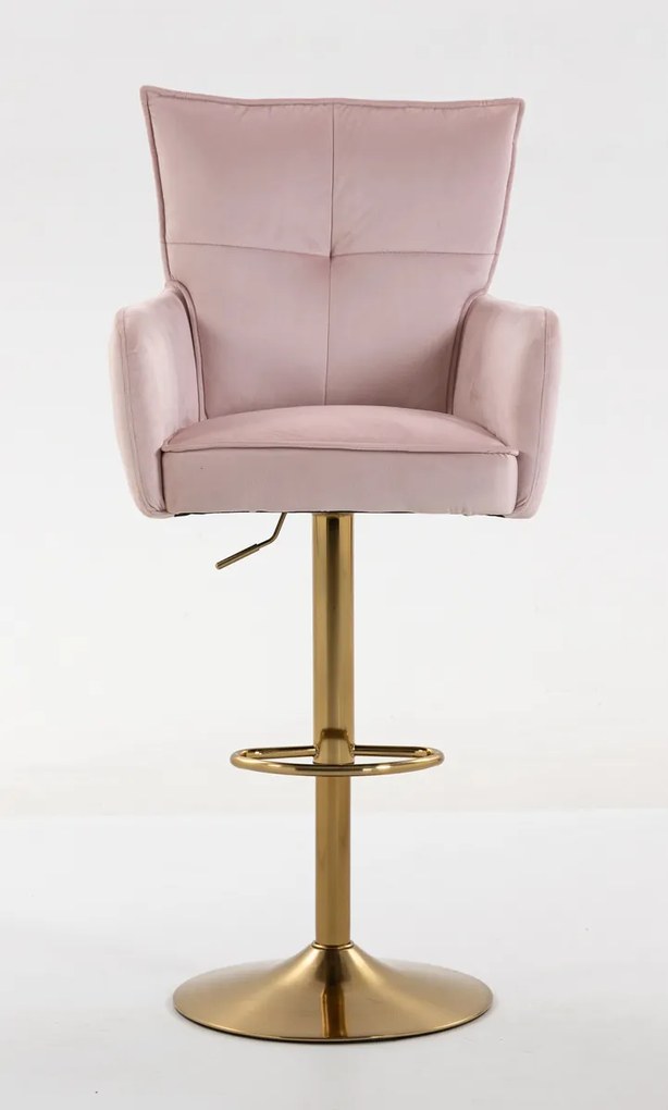 HR250W Scaun Catifea Roz Pudra Bază Aurie