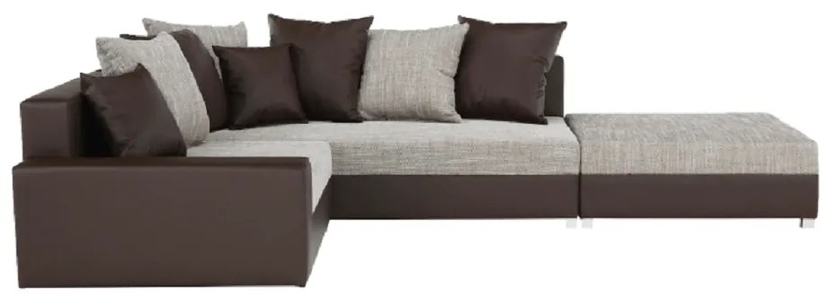Colţar, piele ecologică maro/stofă maro, model dreapta, PETRANA NEW