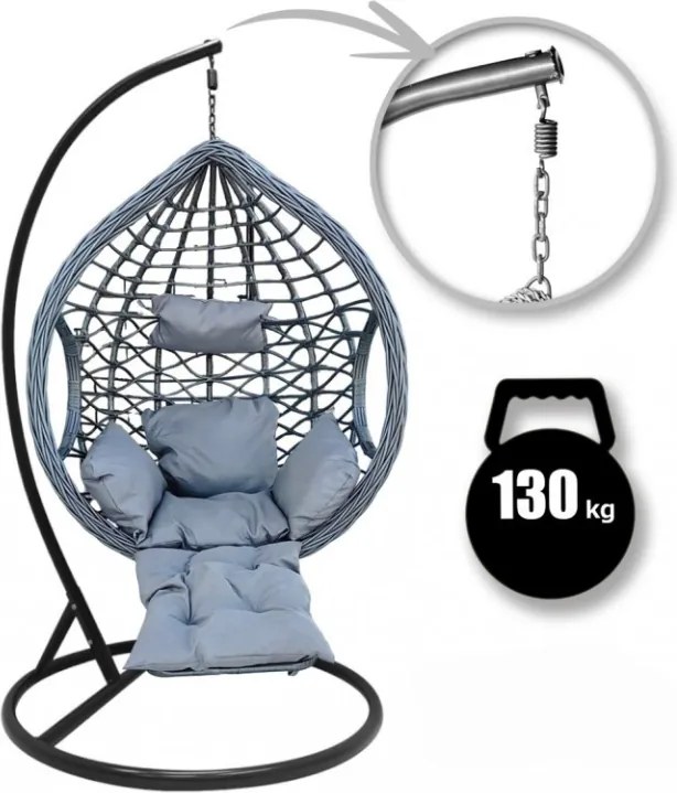 Scaun suspendat gri cu suport pentru picioare DOMINIKANA WAVES