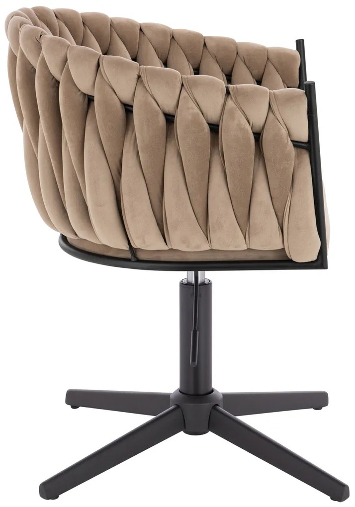 HR750CROSS Scaun Latte din Catifea cu Bază Neagră