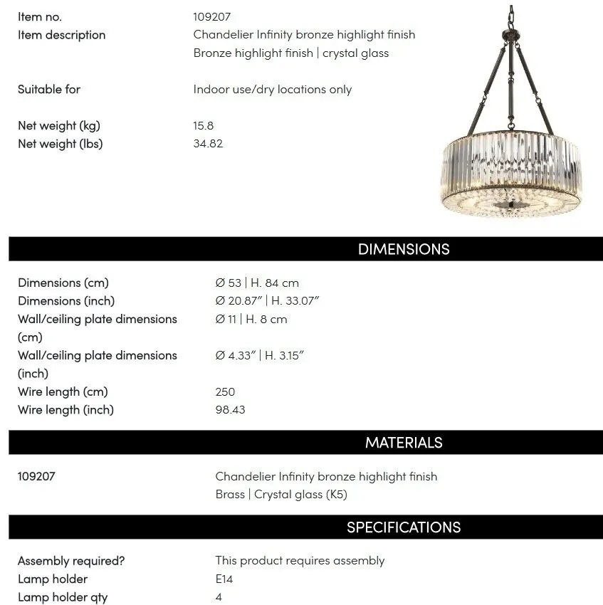 Lustra, Candelabru LUX diam.53cm, Infinity 109207 HZ