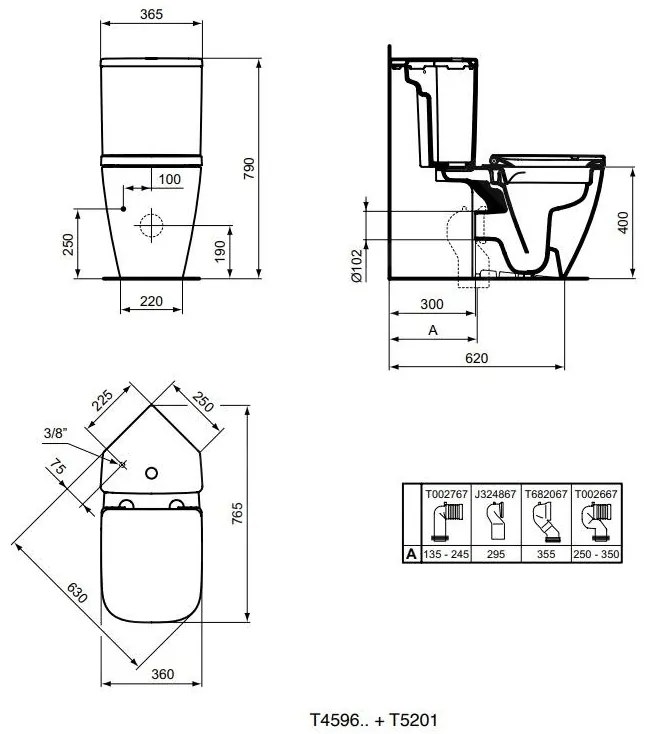 Rezervor vas wc Ideal Standard i.Life S alb lucios cu alimentare inferioara, varianta de colt