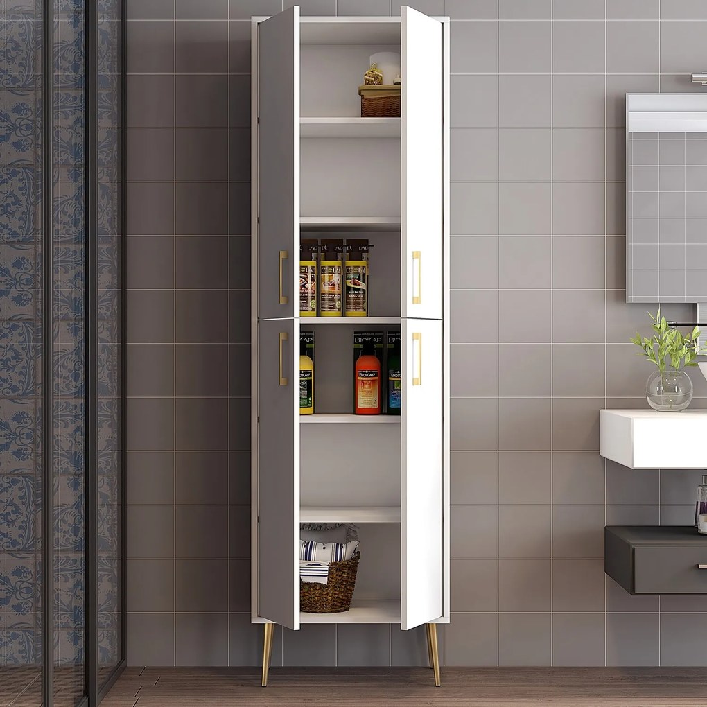 Dulap cu rafturi Betina A (Alb + Auriu). 1088326