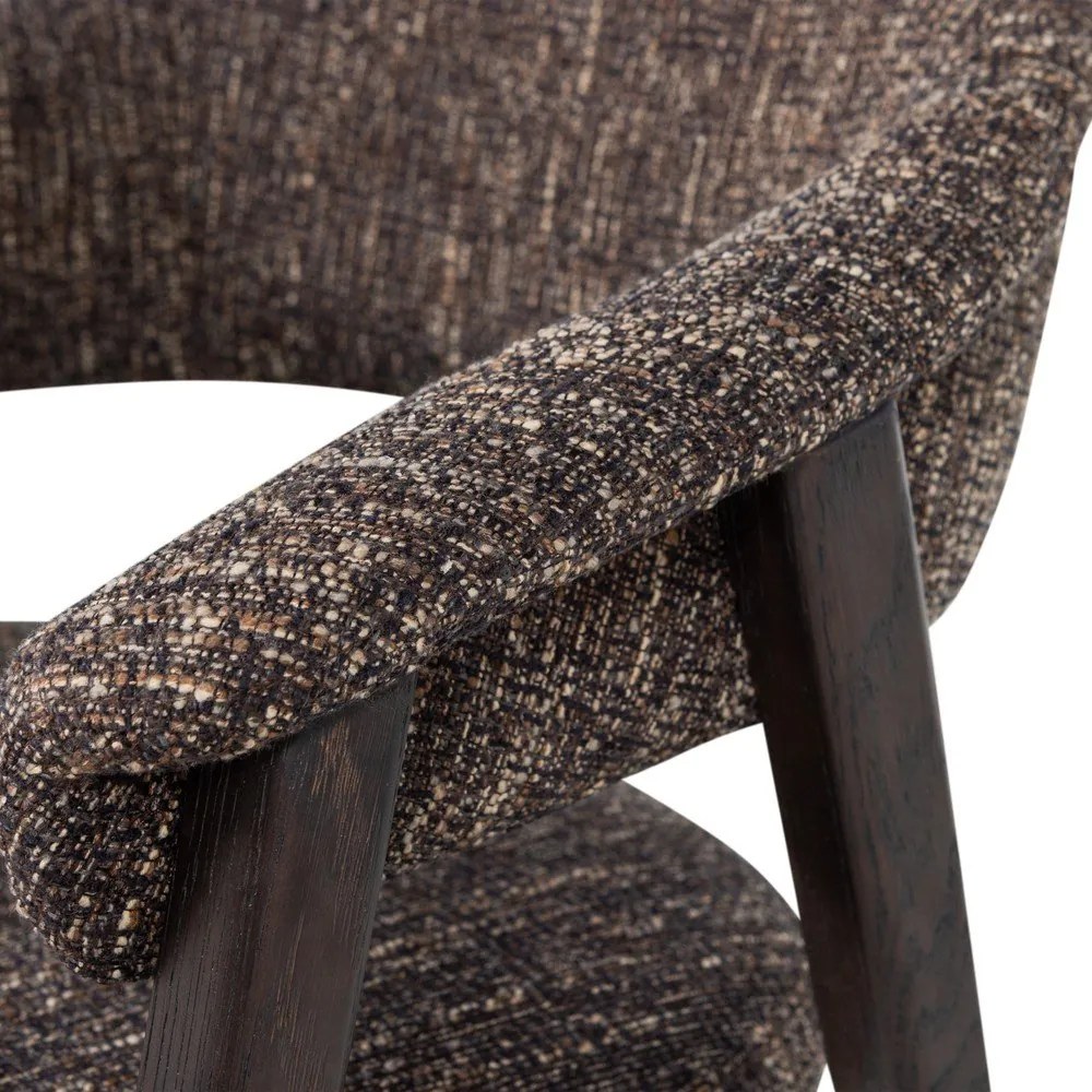 Scaun de dining maro închis cu cotiere tapițat Tunar – WOOOD