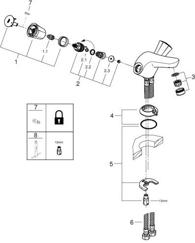 GROHE 21100001 - Baterie lavoar COSTA L DN 15, crom lucios