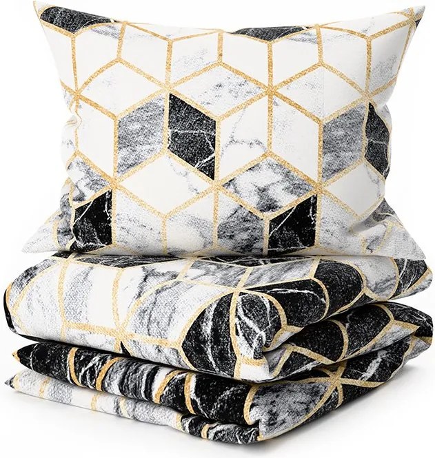 Lenjerie de pat din bumbac ATHENA POLY negru Dimensiune lenjerie de pat: 2 buc 70 x 90 cm | 200 x 220 cm