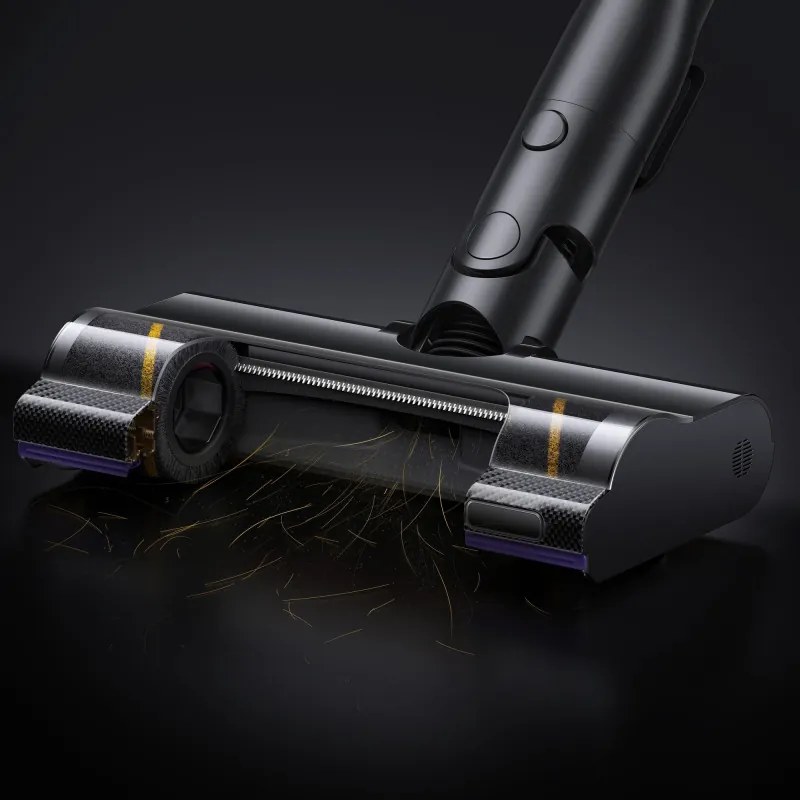 La mâna a doua: Aspirator vertical Dreame Essential V30 VVV21A, 880 W, 30 000 Pa, 90 min, 0,6 l, HEPA H14, OmniX™ 2.0, Recunoastere a tipurilor de murdarie, Pliabil, Negru/Bronz