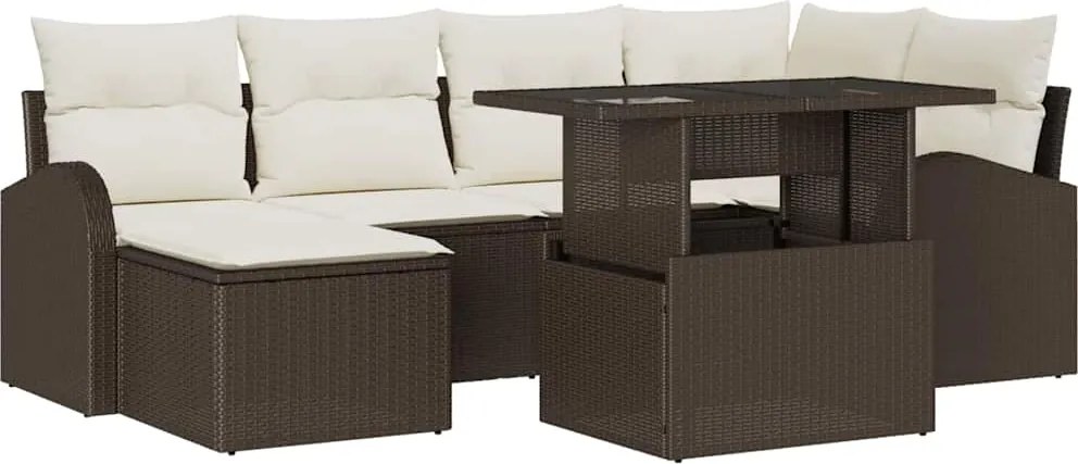 vidaXL Set de canapele pentru grădină 7 pcs Maro Rattan poli