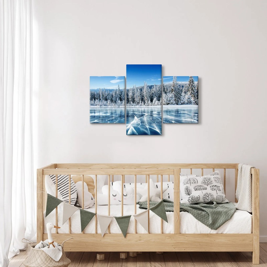 Tablou cu lacul înghețat și copacii înzăpeziți (90x60 cm)