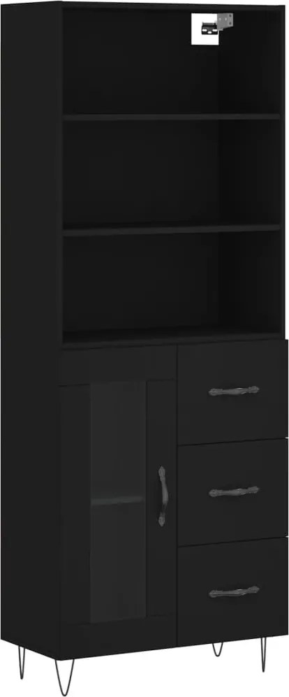vidaXL Dulap înalt, negru, 69,5x34x180 cm, lemn compozit