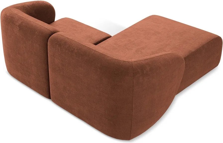 Colțar teracotă cu tapițerie din chenille (cu colț pe partea stângă/cu șezlong) Lani – Makamii