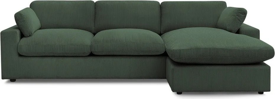 Colțar verde cu tapițerie din catifea reiată Belair – Bobochic Paris