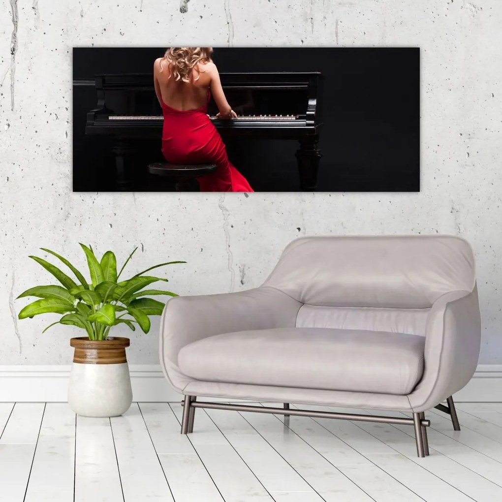 Tablou - Femeia cântând la pian (120x50 cm)