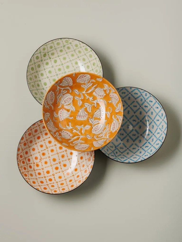 Set 4 farfurii adânci din ceramică, model asortat, Rhapsody, Ø19 cm
