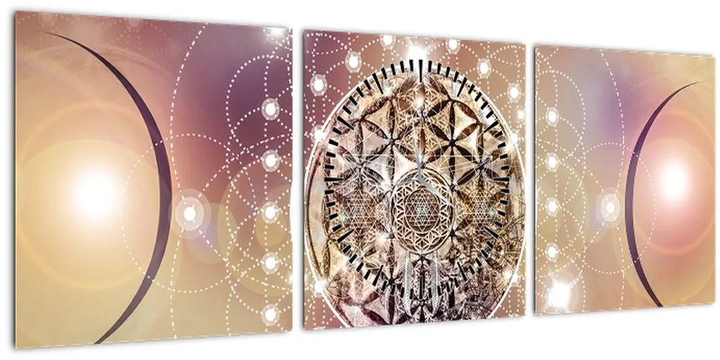 Tablou - Mandala cu elemente (cu ceas) (90x30 cm)