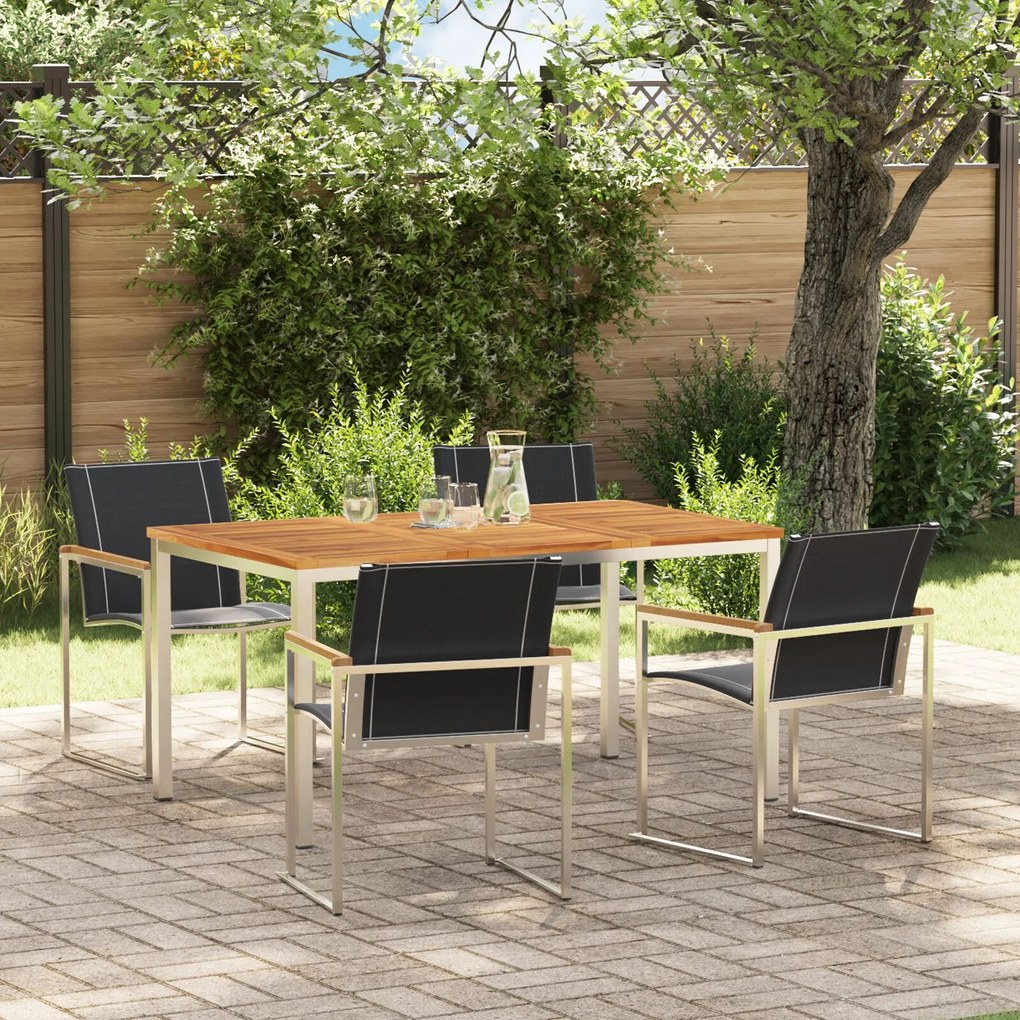 vidaXL Set de masă pentru grădină 5 pcs Lemn Solid de Acacia