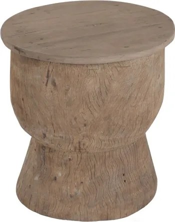 Măsuță laterală sculptată din lemn reciclat, 49×49×52 cm, „Knot"