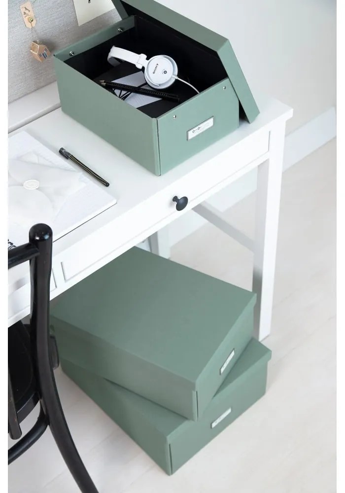 Cutie de depozitare albastru-verde din carton cu capac 34,5x45x18,5 cm Katrin Canvas Paper Laminate – Bigso