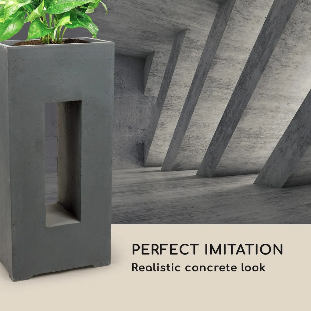 Airflor, ghiveci pentru plante 45 x 100 x 27 cm din fibră de sticlă interior / exterior gri închis