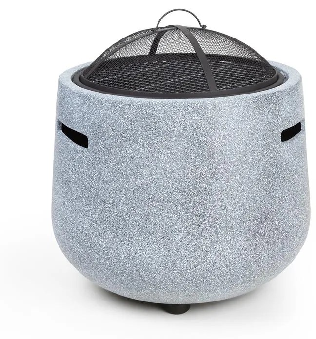 Evora, vatră, Ø 45 cm, grătar, piatră artificială, oțel, piatră neagră / imitație