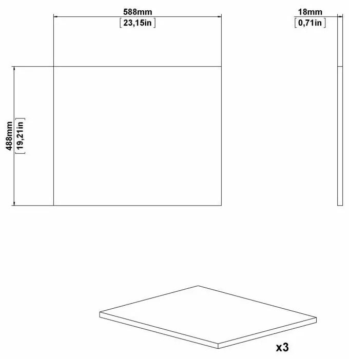 Rafturi suplimentare pentru dulap în set de 3 (lățime 58,8 cm) Verona - Tvilum