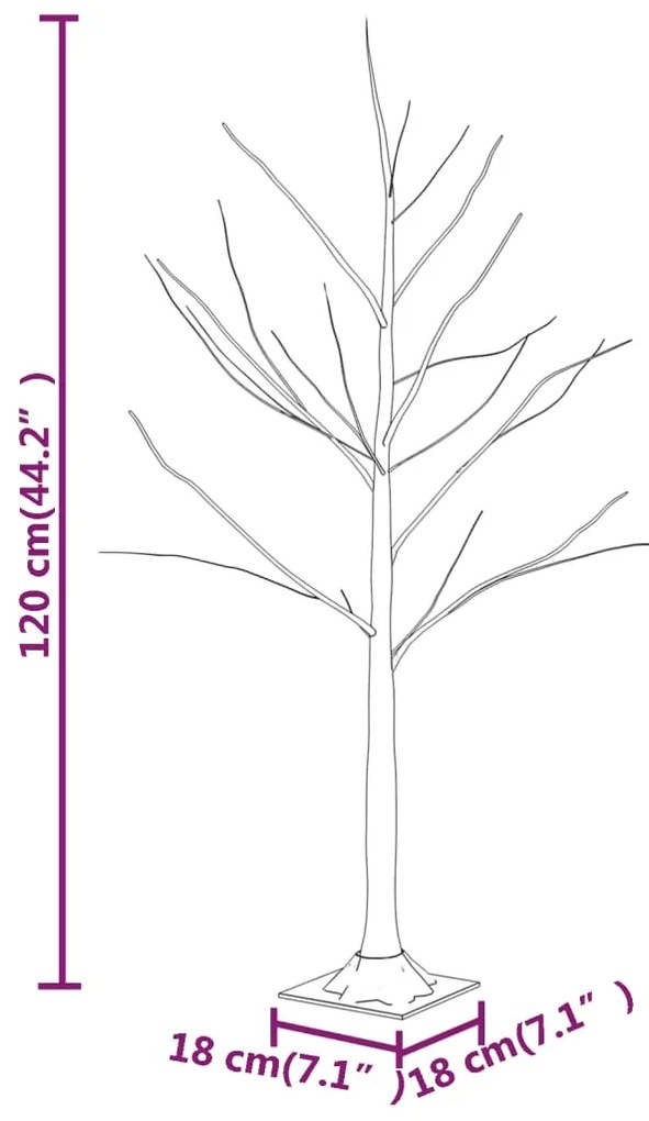 Mesteacan cu LED, alb, 48 LED-uri alb calde, 120 cm 1, 120 cm