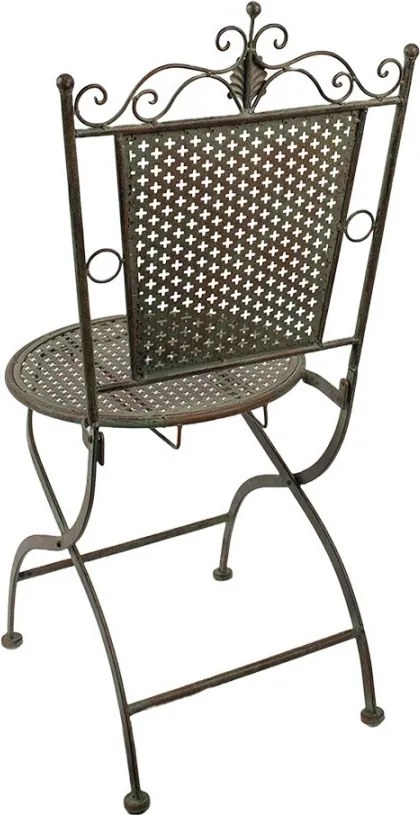 Scaun bistro, verde, din metal, aspect vintage