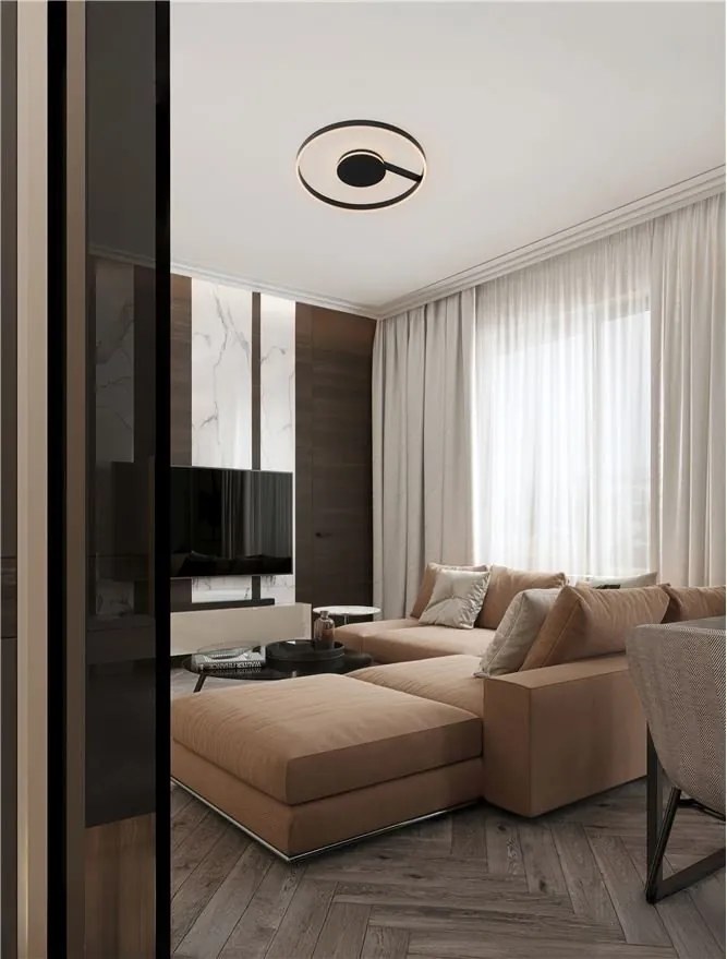 Lustra circulara aluminiu negru LED CCT SIENA 60cm