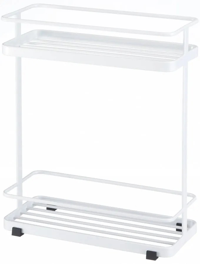 Etajeră pe roți cu două rafturi pentru baie Yamazaki Tower, alb