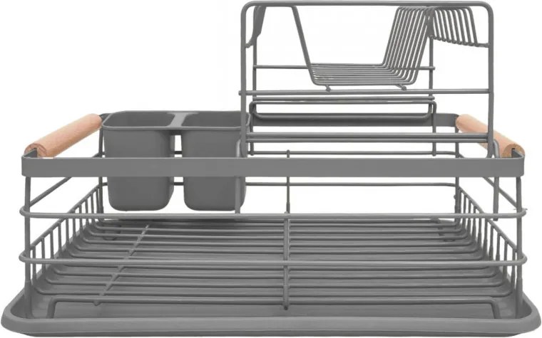 Resigilat: Uscator de vase pe 2 nivele Kinghoff KH 1797, Suport pentru ustensile, Gri