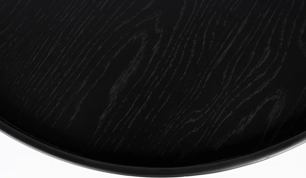 Măsuță de cafea neagră rotundă cu blat cu aspect de lemn de stejar ø 70 cm Yuri L – White Label