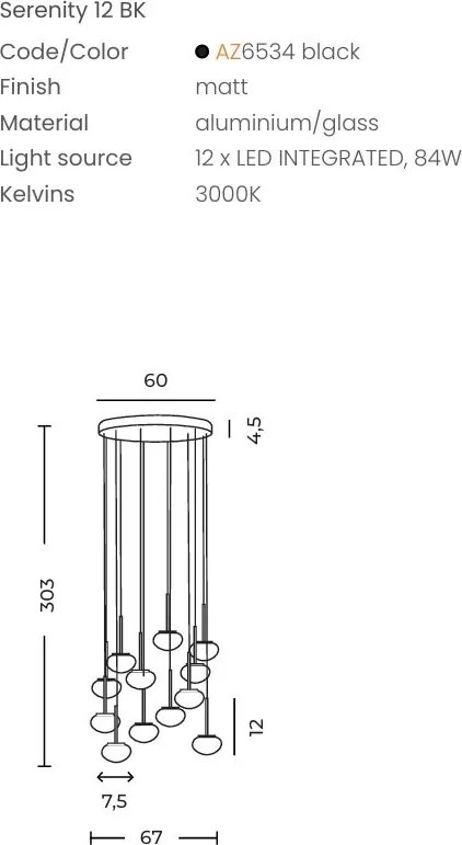 Lustra cu 12 pendule LED SERENITY