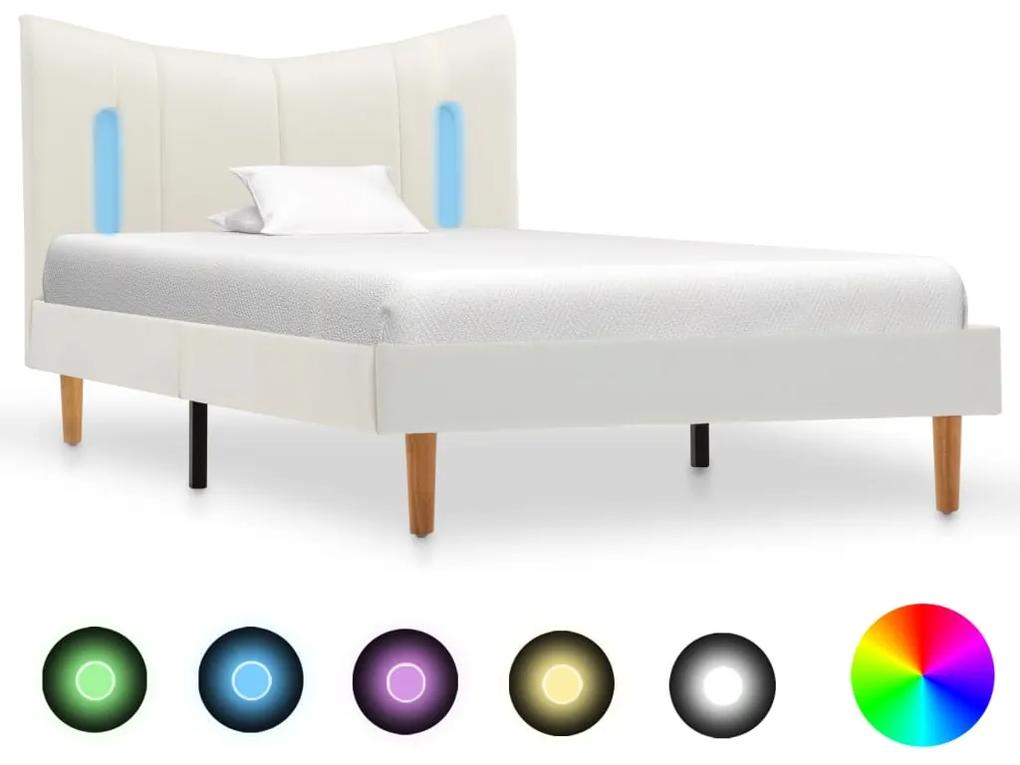 288529 vidaXL Cadru de pat cu LED, alb, 90 x 200 cm, piele ecologică