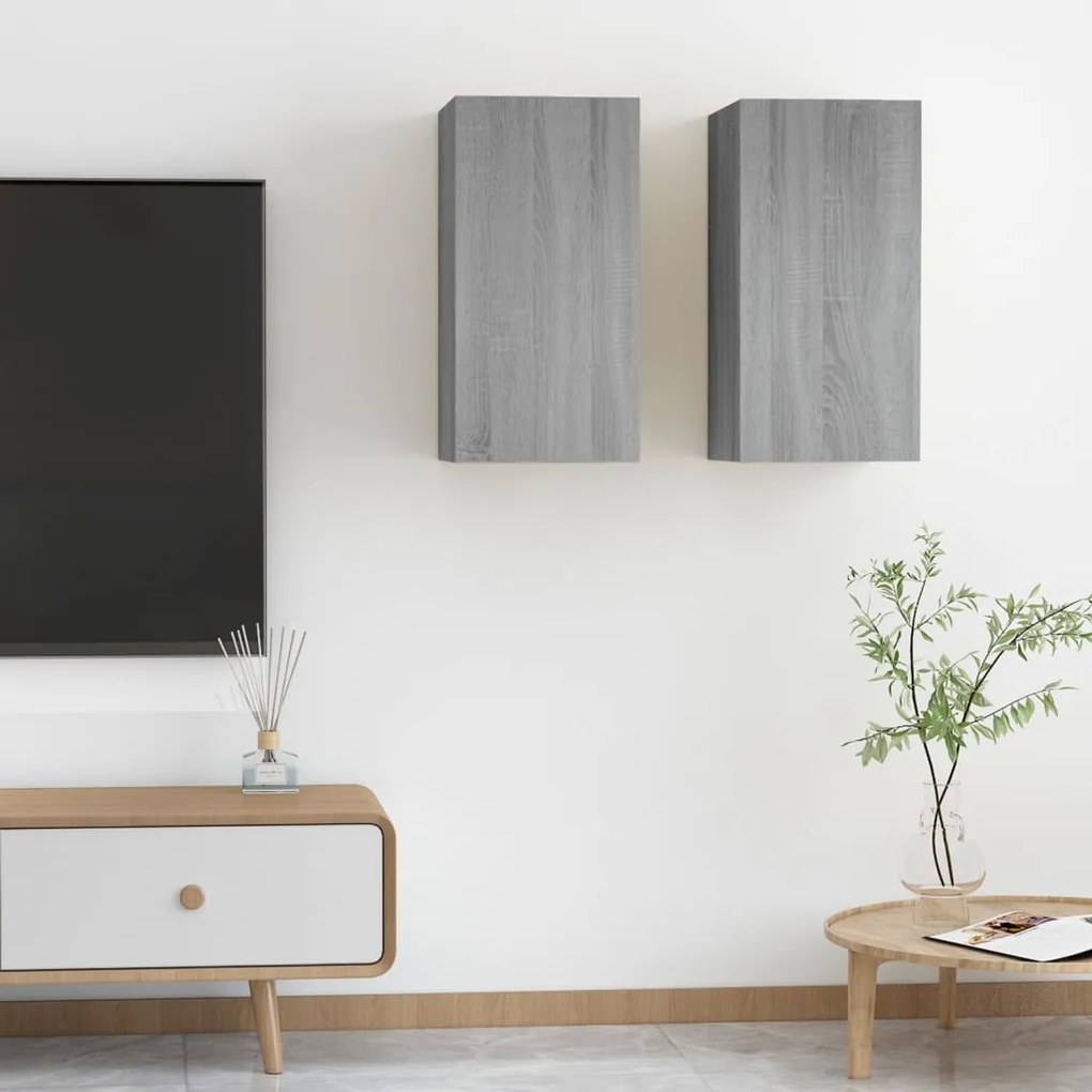 vidaXL Comode TV, 2 buc., gri sonoma, 30,5x30x60 cm, lemn prelucrat