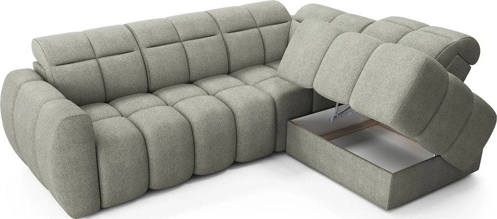 Colțar lemn masiv Extensibil Falcon 258x208cm Ladă Depozitare Personalizabil Electric - Royal 18, Stânga