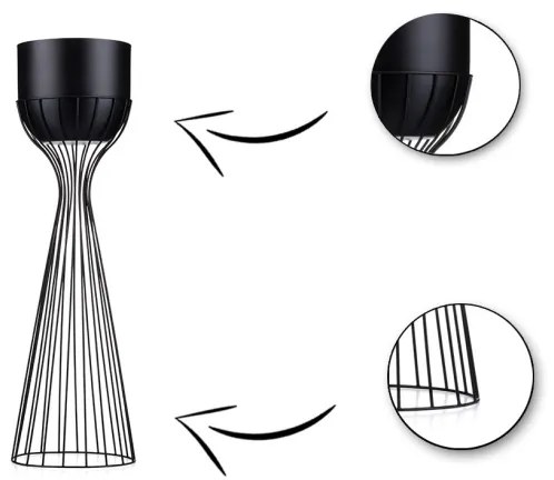 Ghiveci metalic de flori LOFT 68x20 cm negru