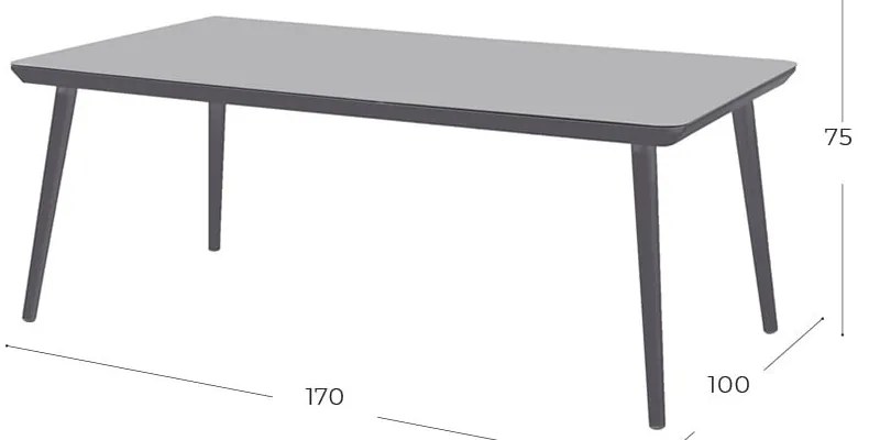 Masă de grădină Hartman Sophie, 170 x 100 cm, gri