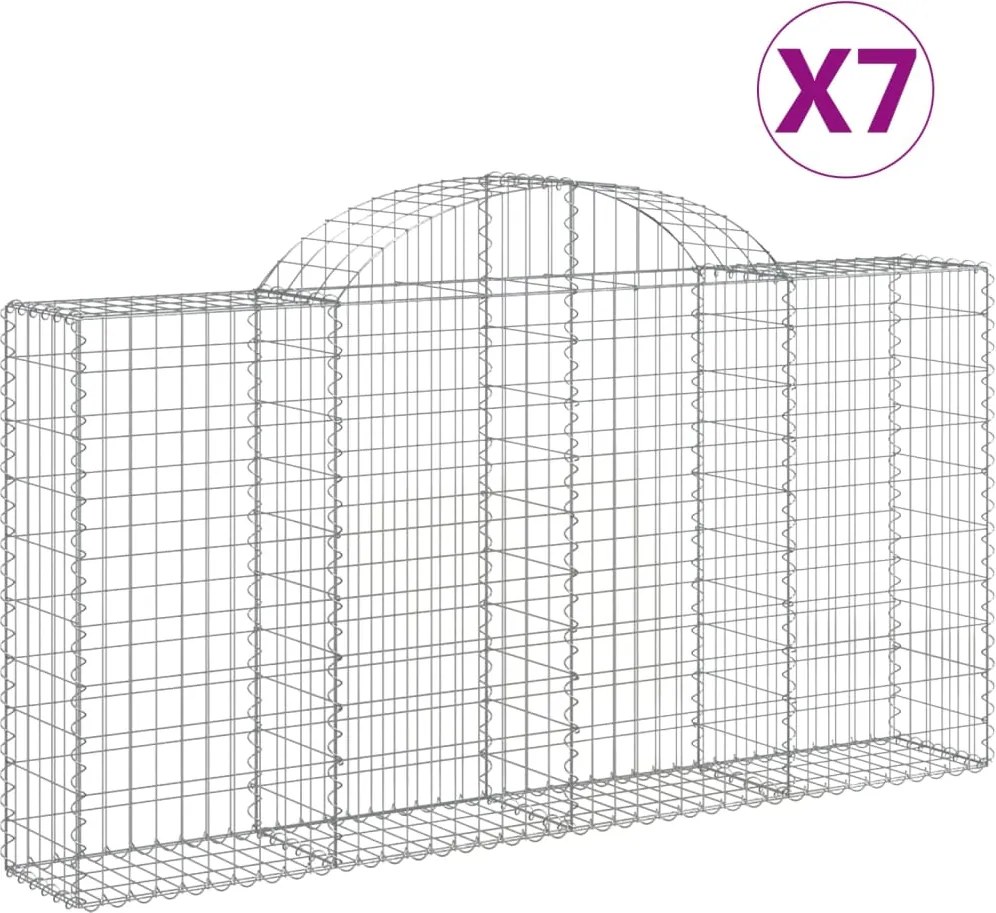 vidaXL Coșuri gabion arcuite 7 buc, 200x30x100/120 cm fier galvanizat