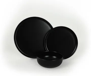 Set de veselă din ceramică, 18 piese, negru