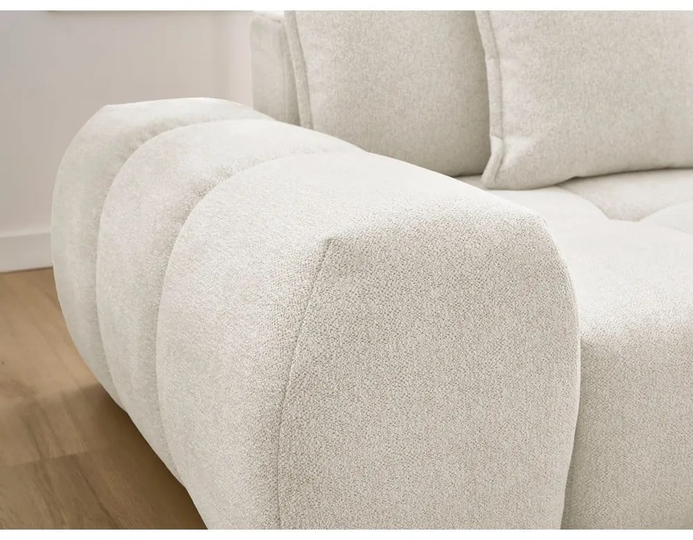 Colțar alb extensibil/cu spațiu de depozitare cu tapițerie din chenille (cu colț pe partea dreaptă/cu șezlong) Everest – Bobochic Paris