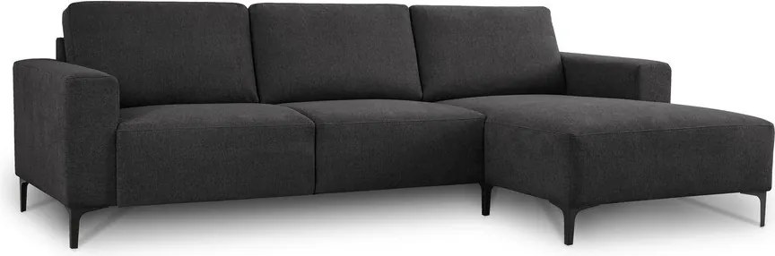 Colțar gri antracit cu tapițerie din chenille (cu colț pe partea dreaptă/cu șezlong) Fabian – Scandic