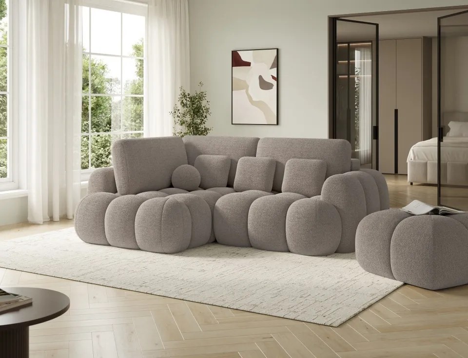 Puf Tapitat Covio 85x85x52 cm, maro Bouclé – Royal 20
