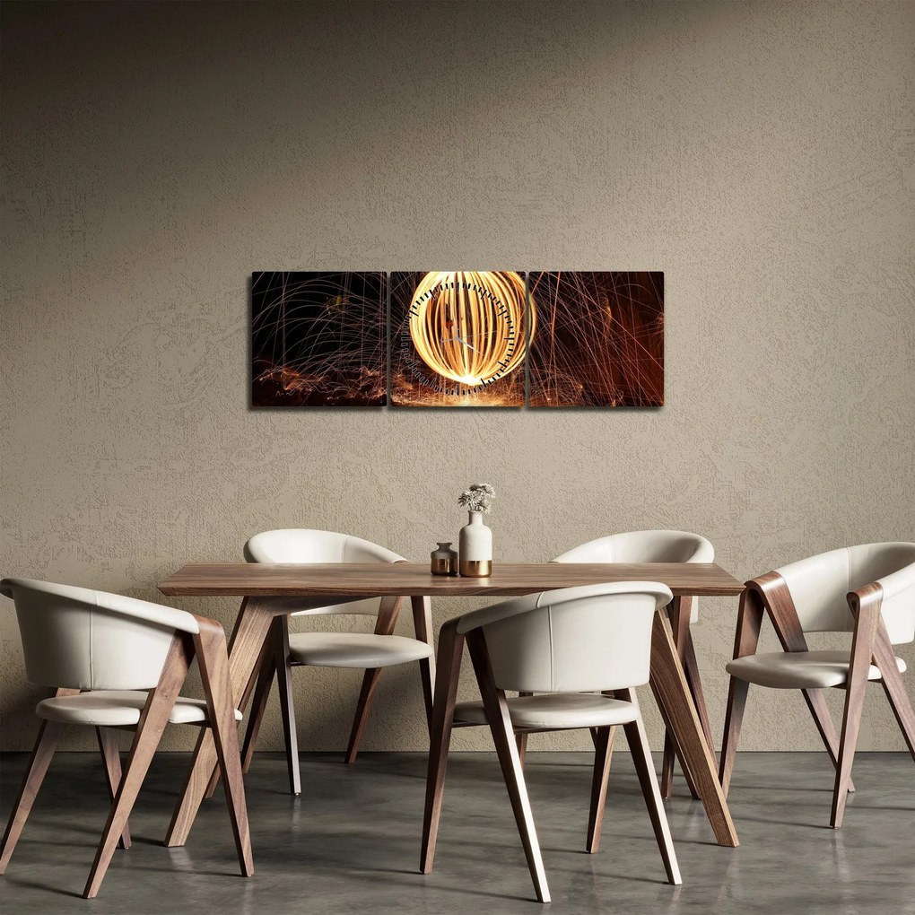 Tablou cu bilă iluminată (cu ceas) (90x30 cm)