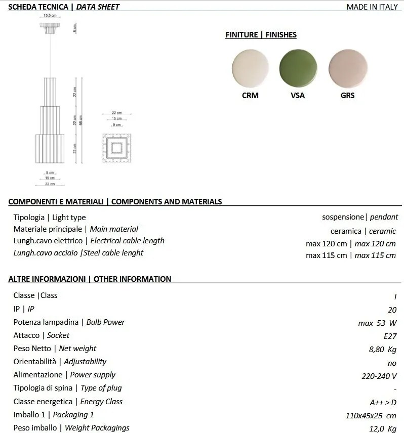 Lustra din ceramica design italian arhitectural Metra