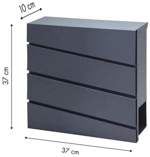 Cutie poștală din oțel galvanizat cu suport pentru ziare antracit