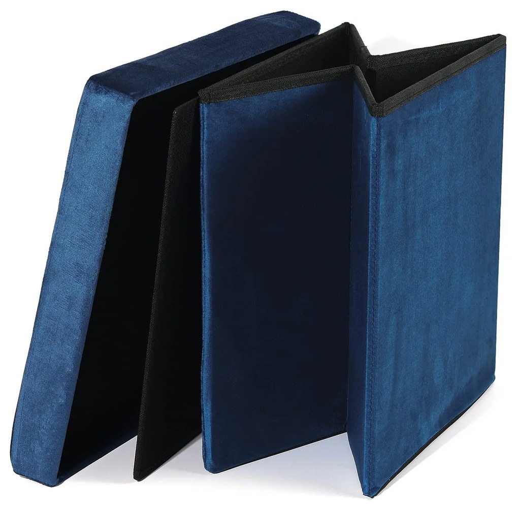 Taburet pliabil albastru ZAREX VELVET L