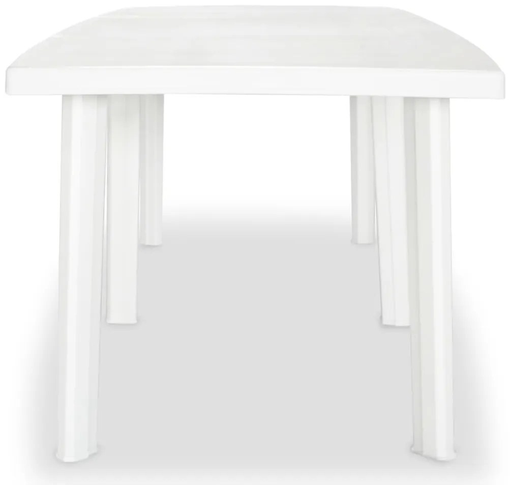 43595 vidaXL Masă de grădină, alb, 210 x 96 x 72 cm, plastic